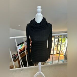 Armani Exchange Sweater Wool Blend Stretchy Black Turtleneck Striped Goth Winter